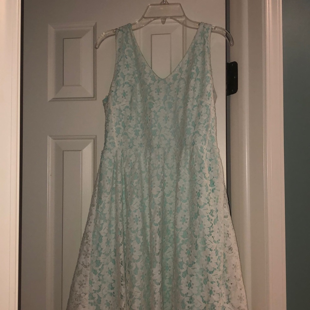 Lush Green with White Lace Dress